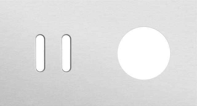 Double cover plate, horizontal 71mm centre distance, for a double switching function and a socket f