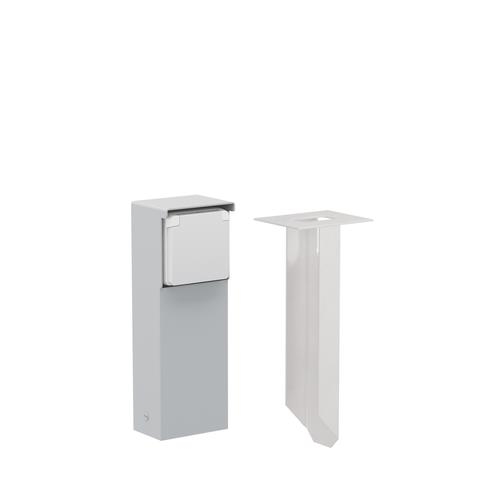 Splashproof garden post with single socket outlet, pin earthing and spike, Grey