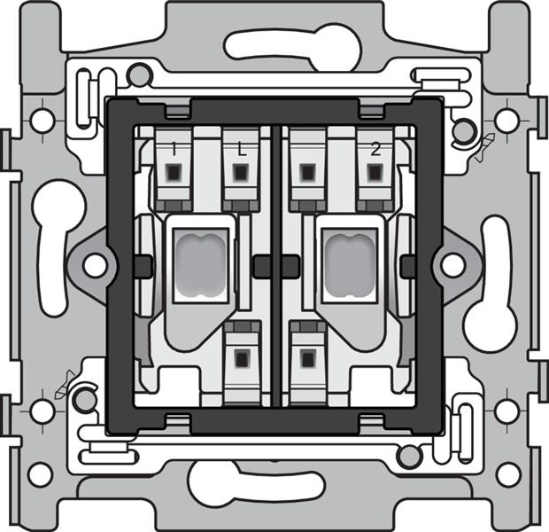 Socle pour un interrupteur double allumage, 10 AX / 250Vac, connexion rapide, fixation par vis, à ut