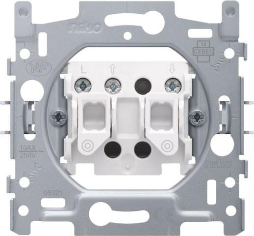 Socle pour bouton - poussoir pour volets, verrouillage électrique, 10A / 250Vac, bornes à vis