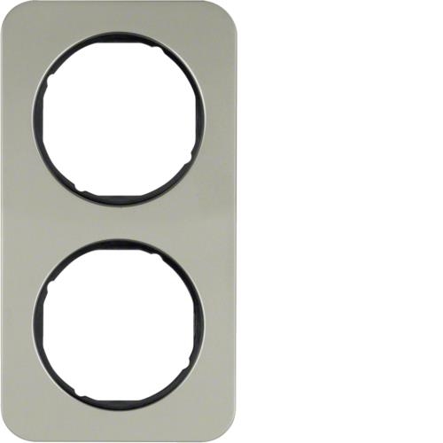 Afdekplaat 2 - voudig Berker R.1 Inox / Zwart