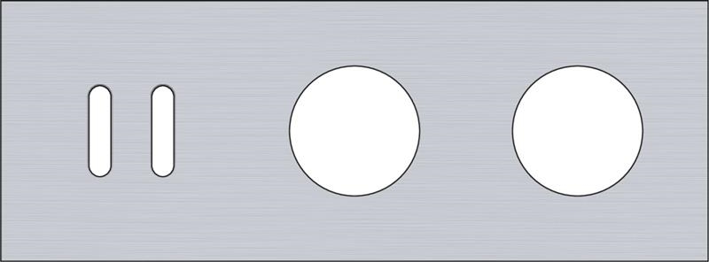 Triple cover plate, horizontal 71mm centre distance, for a double switching function and two socket
