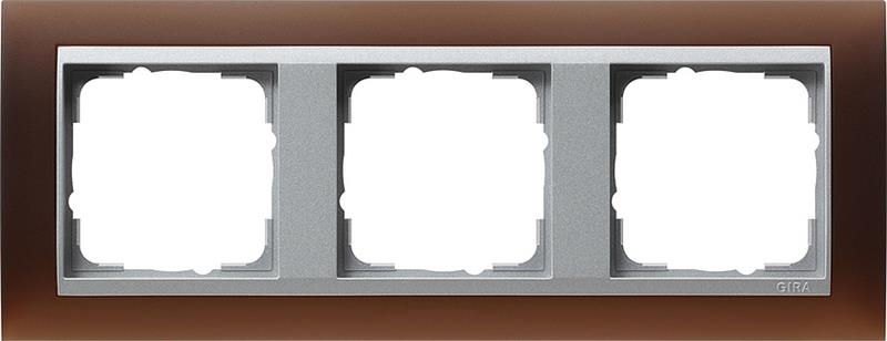 Afdekraam 3 voudig voor kleur Aluminium Gira Event opaque Donkerbruin