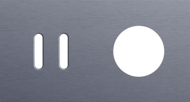 Double cover plate, horizontal 71mm centre distance, for a double switching function and a socket f
