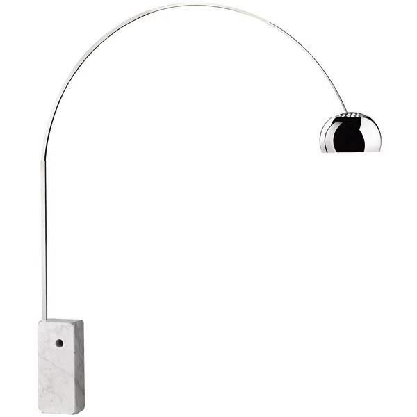 Arco lampadaire E27 70W marbre, Inox, Aluminium