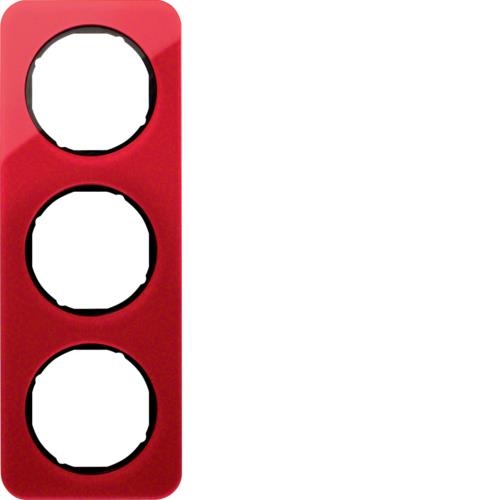Frame 3gang, R.1, Red transparent / Black glossy, acrylic