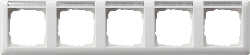 Cover frame 5 gang horizontal with inscription space System 55 pure White
