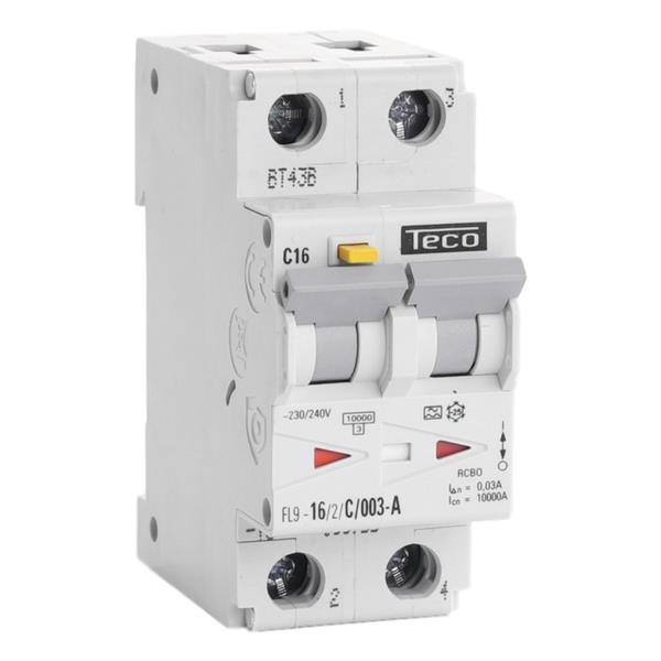 Disjoncteur différentiel 2 pôles 16A 30mA pouvoire de coupure 10kA courbe C type A