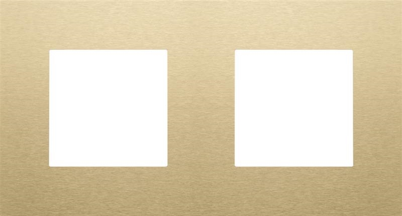 Plaque de recouvrement double avec un entraxe de 71mm, Niko Pure Aluminium Or brossé