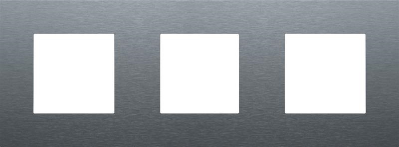 Plaque de recouvrement triple, entraxe de 71mm, Niko Pure Aluminium Bleue Gris brossé