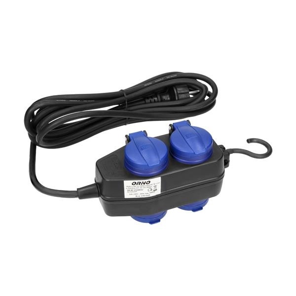 Zware, spatwaterdichte verlengstekkerdozen, 10m, Schuko rubberen koord, IP44, H05RR - F 3 x 1.5mm²,