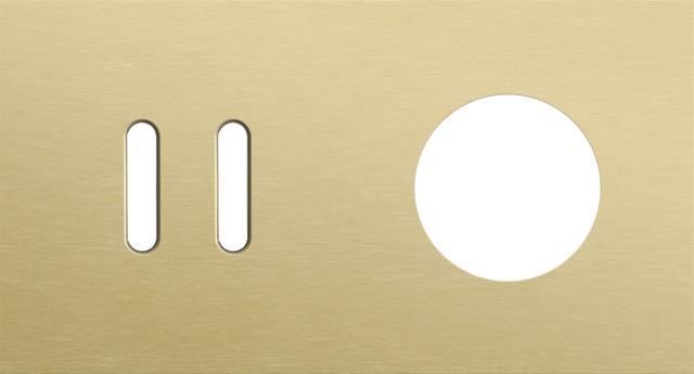 Double cover plate, horizontal 71mm centre distance, for a double switching function and a socket f