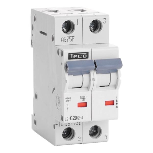 Disjoncteur 2 pôles 20A 4,5kA courbe C