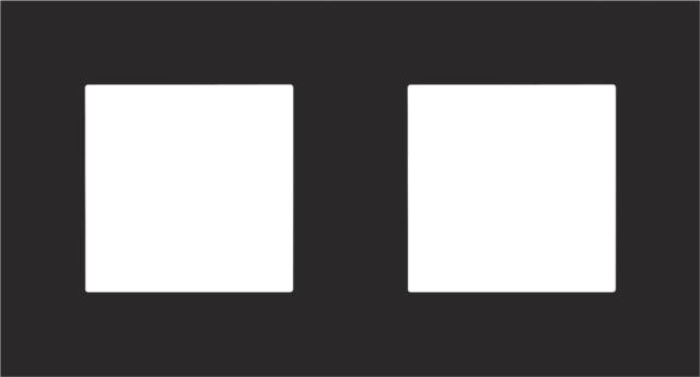 Double flush surround plate with 71mm centre-to-centre distance Pure Black steel Black Coated
