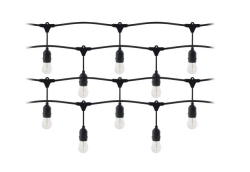 Lighting garland  - 20m long, IP44, black + 20 Led bulbs 1W E27, 3000K + 1 free bulb