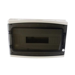 Opbouwverdeelkast, met transparante deur, met metalen Din-rail - 1 rij, 18 modules 410 x 280 x 133mm