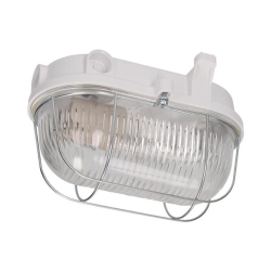 Oval verlichtingsarmatuur, 100W, E27, IP54, glazen lampenkap, stalen kap, bakelieten voet