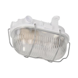 Lighting fixture 60W E27 230V glass diffuser with Metal grille IP54
