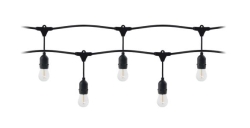 Lighting garland  - 10m long, IP44, black + 10 Led bulbs 1W E27, 3000K + 1 free bulb