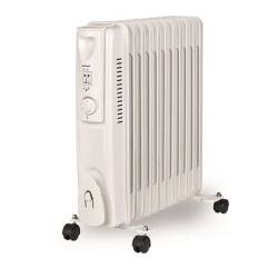 Oil radiator 11 ribs with adjustable thermostat 1000 - 1500 - 2500W IP20.Tip - over safety switch.