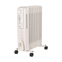 Oil radiator 9 ribs with adjustable thermostat 800 - 1200 - 2000W IP20.Tip - over safety switch.