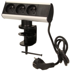 Desktop - mounted 3 x 2 poles + E socket with clamp holder and 1,8m cable